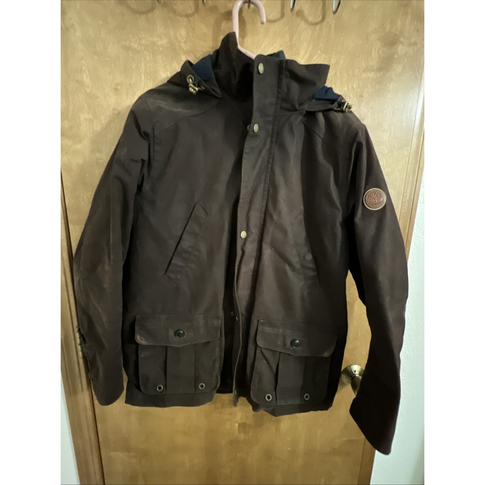 Timberland Mens Coat Mount Davis Waxed Canvas Jacket Winter Hooded Brown Medium